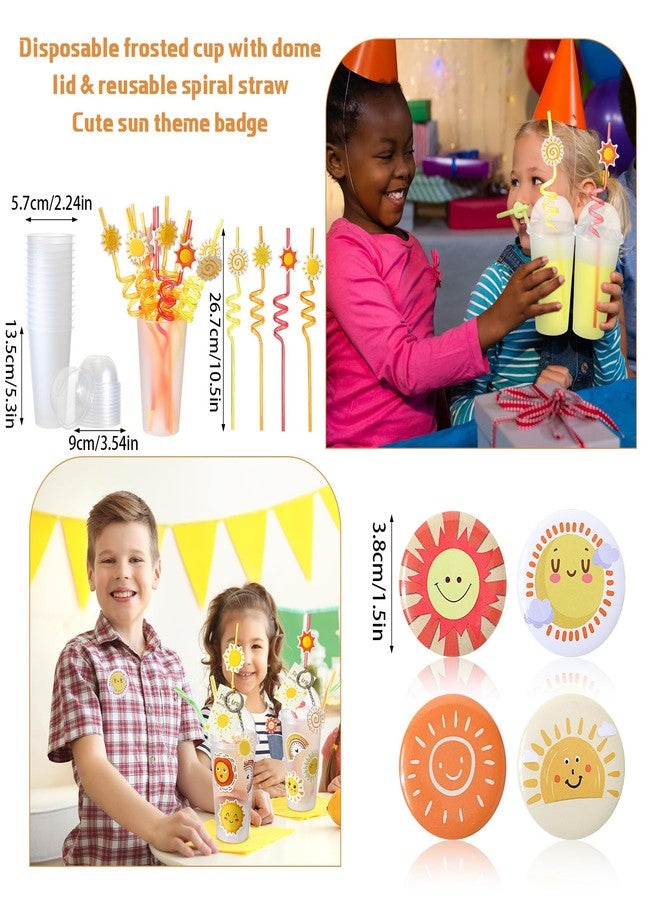 Remuuly 179 Pcs First Trip Around the Sun, Bohemian Hippie Sunshine Theme Party Tableware Includes Cups Straw Sticker Keychain Bracelet Pendant Badges for Baby Shower Birthday Party Gifts, Serves 16 - Image 5